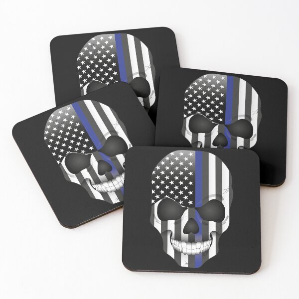 Item preview, USA American Blue Line Vampire Skull Flag designed and sold by SandersApparel.