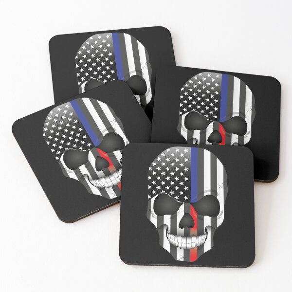 Item preview, USA American Red & Blue Line Vampire Skull Flag designed and sold by SandersApparel.