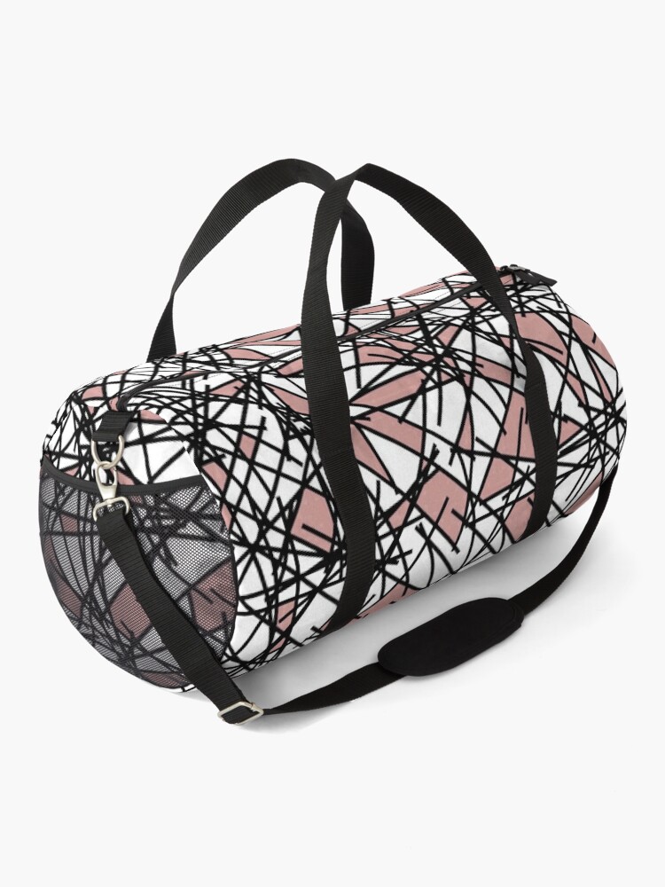 Discover 80s Abstract Pink Black White Shards Pattern Duffel Bag