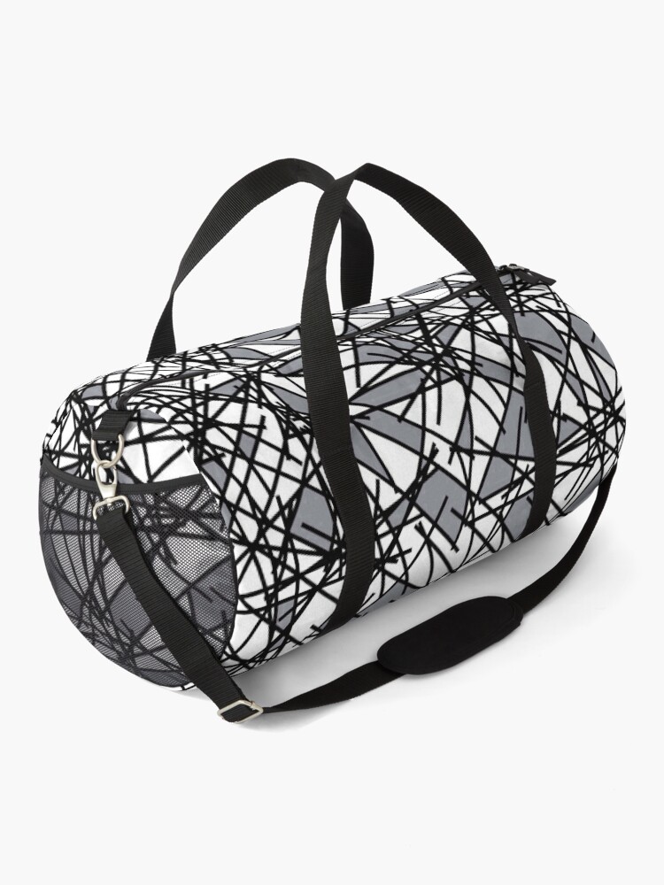 Disover 80s Abstract Grey Black White Shards Pattern Duffel Bag