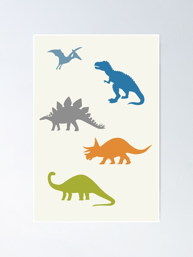 primary-dinosaurs-poster-for-sale-by-latheandquill-redbubble for Free Dinosaur Wall Art Printables Primary Dinosaurs