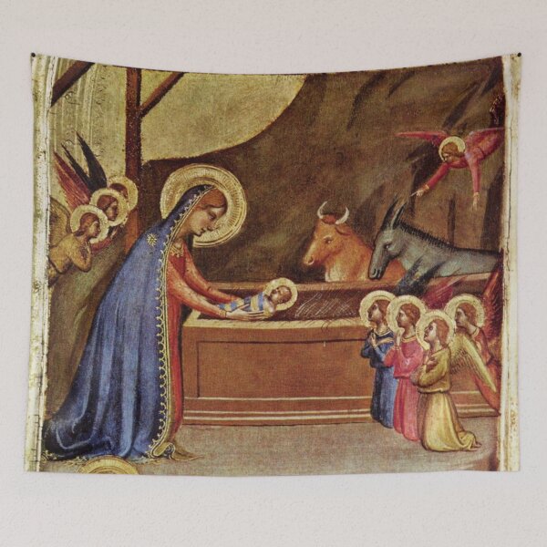 Aperçu de l'œuvre Crèche: Bébé Jésus, Saint May et Saint Joseph créée et vendue par The Great Art.