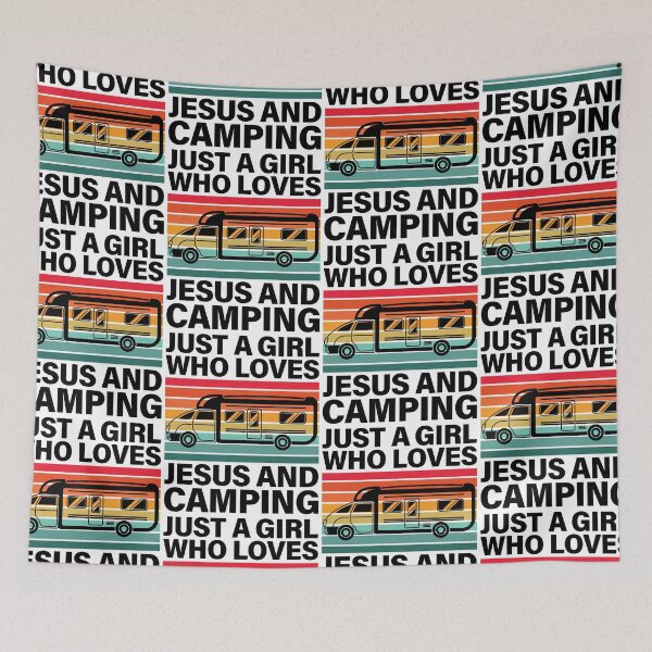 Item preview, Just A Girl Who Loves Jesus And Camping designed and sold by GravitiTees.