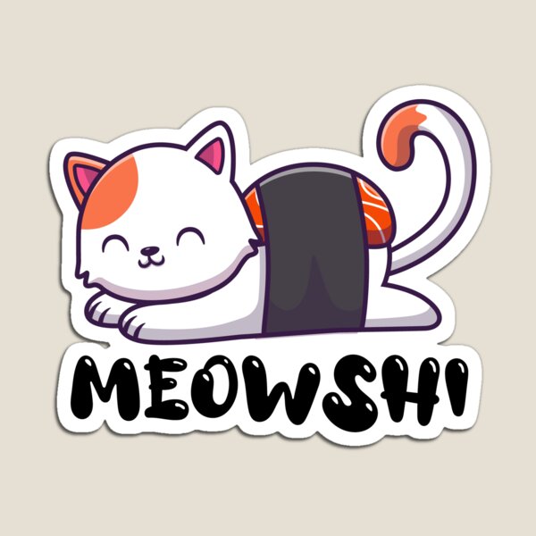 Cat Sushi, Sushi roll, Meowshi Art Pattern Design Magnet