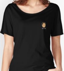 Dwight Schrute Mini Head - Question White Text Women's Relaxed Fit T-Shirt