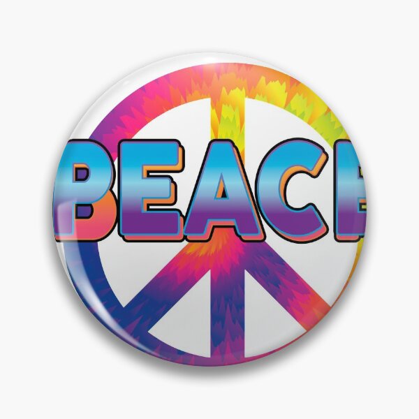 Item preview, Vibrant Tai Dai Peace Sign with Words Peace and Beach on Transparent Background  designed and sold by EmOceanApparel.