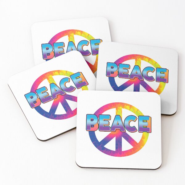 Item preview, Vibrant Tai Dai Peace Sign with Words Peace and Beach on Transparent Background  designed and sold by EmOceanApparel.