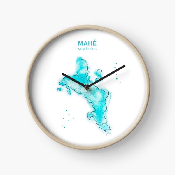 Seychellen, Mahé Aquarell, mit Text Uhr