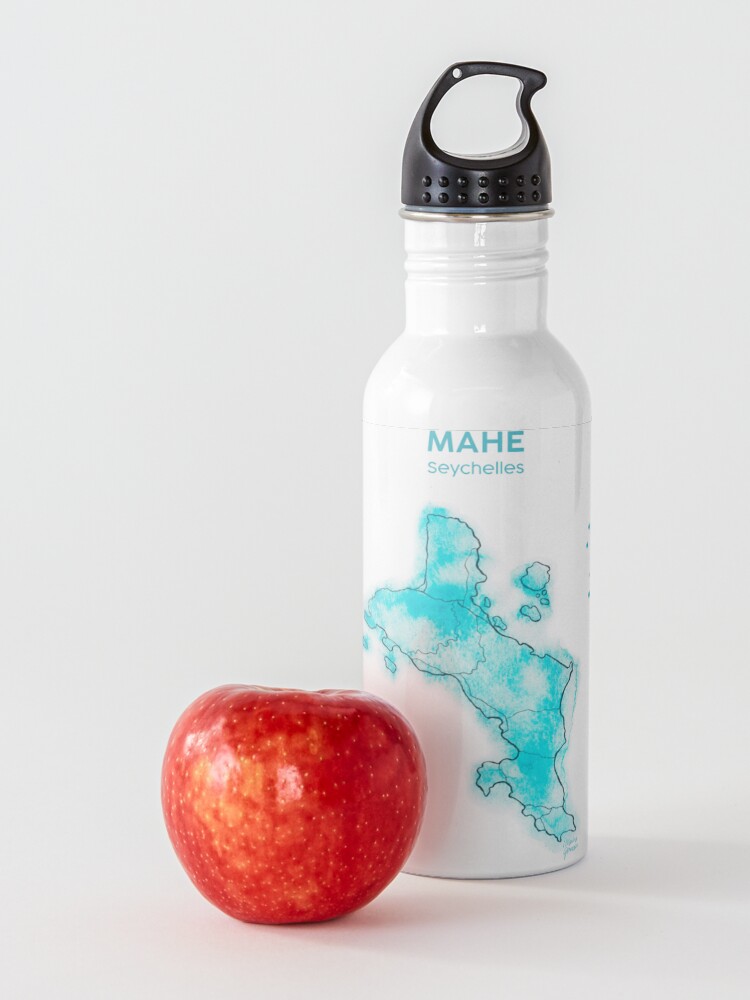 Alternative Ansicht von Seychellen, Mahé Aquarell, mit Text Trinkflasche
