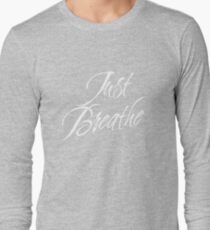 Just Breathe (White-Blue) Long Sleeve T-Shirt