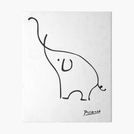 Pablo Picasso Line Art Beautiful Elephant Artwork - Drawn by Hand - Best for Painting Lovers Art Board Print