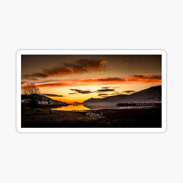 The Golden Hour Skies of Lochaber Sticker