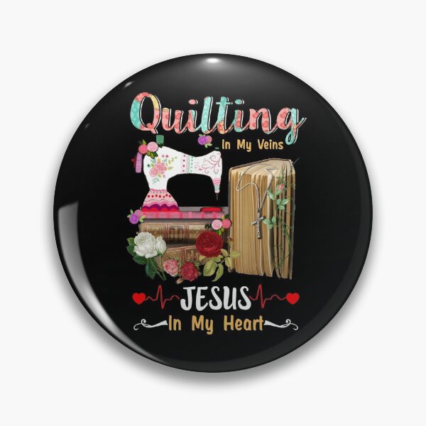 Item preview, Quilting In My Veins Jesus In My Heart Heartbeat Floral designed and sold by Charles Brian.