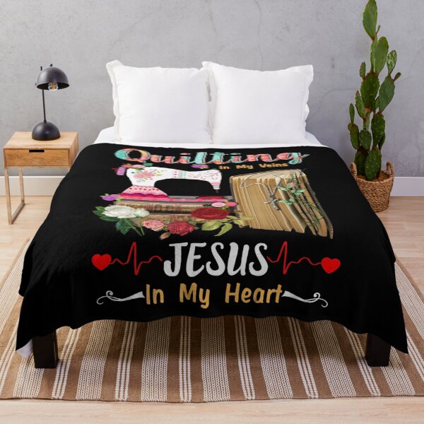 Item preview, Quilting In My Veins Jesus In My Heart Heartbeat Floral designed and sold by Charles Brian.