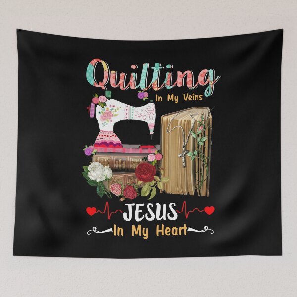 Item preview, Quilting In My Veins Jesus In My Heart Heartbeat Floral designed and sold by Charles Brian.
