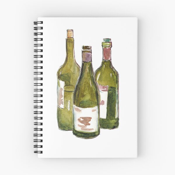 Item preview, Watercolor hand drawn sketch illustration of three green bottles designed and sold by FuzzyLogicKate.