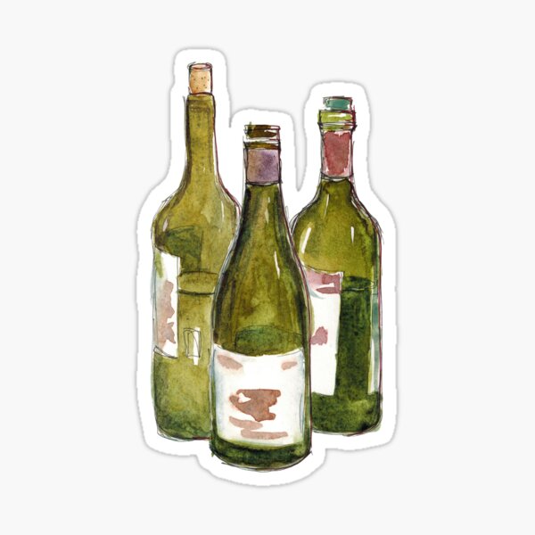 Artikel-Vorschau von Aquarellhand gezeichnete Skizzenillustration von drei grünen Flaschen, designt und verkauft von FuzzyLogicKate.
