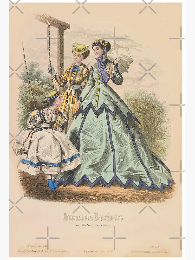 1866 Victorian French Fashion Plate - Two Vintage Elegant Ladies and a  Girl on a Swing in a Park Art Board Print for Sale by Vintage-TM