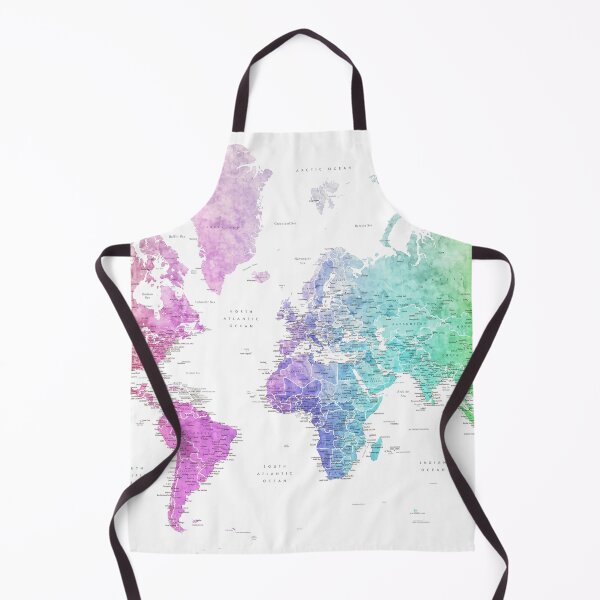 Item preview, Rainbow watercolor detailed world map Jude designed and sold by blursbyai.