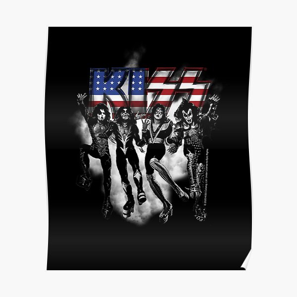 KISS ® the band - Destroyer Black and White Fog USA Logo Poster