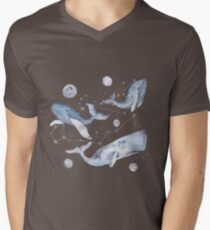 Blue Night with Whales Men's V-Neck T-Shirt