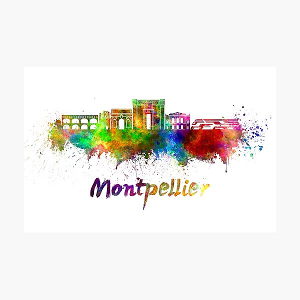 Montpellier skyline in watercolor Photographic Print