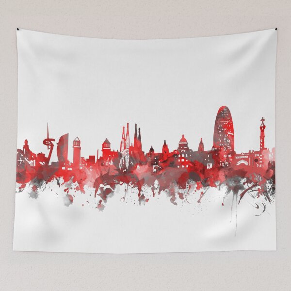 Item preview, barcelona skyline red designed and sold by BekimART2.