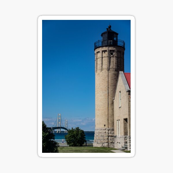 Old Mackinac Point Lighthouse and Bridge Sticker