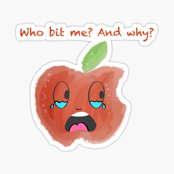 "Apple logo cartoon " Sticker for Sale by vididoodles Redbubble