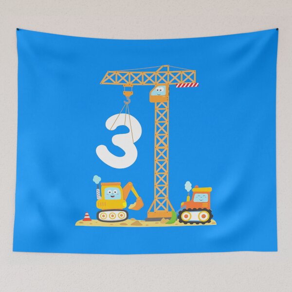 Item preview, Birthday Boys 3 Years Construction Vehicles Toddler Crane Dozer Excavator Concrete Truck designed and sold by samshirts.