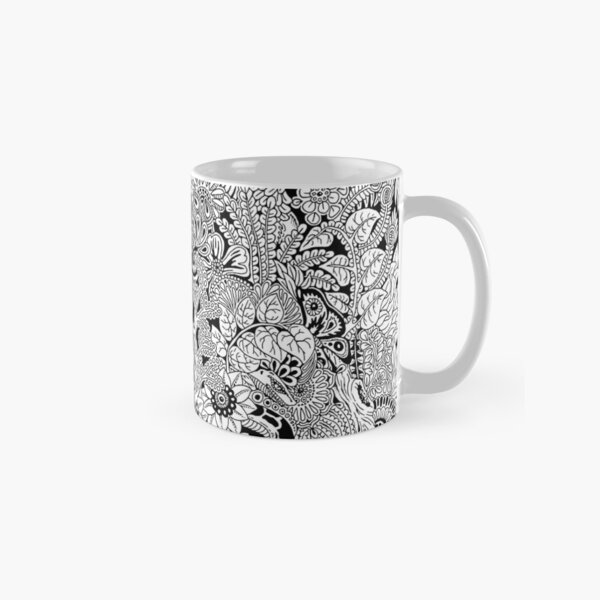 Junge Caribbean Art Ornamental Doodles Black and White Classic Mug