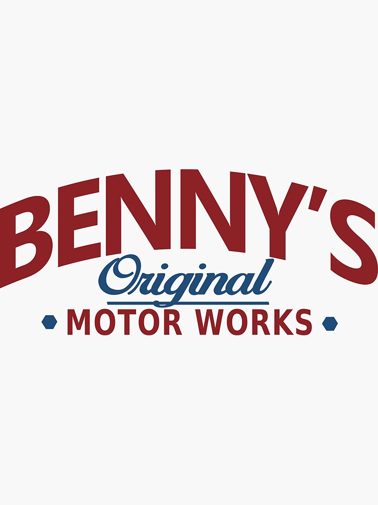 Pegatina «Obras de motor originales de Benny» de SUBURB4N Redbubble
