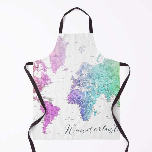 Item preview, Wanderlust rainbow watercolor detailed world map Jude designed and sold by blursbyai.