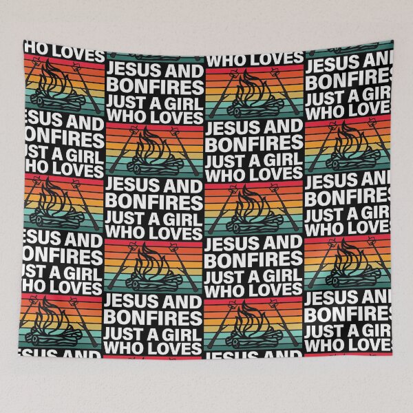Item preview, Just A Girl Who Loves Jesus And Bonfires Camping designed and sold by GravitiTees.