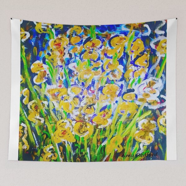 Item preview, Yellow Iris in Blue designed and sold by amyredfordart.