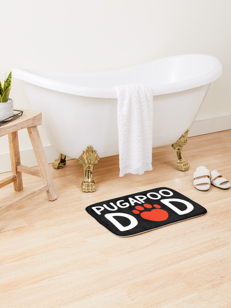 Thumbnail 2 of 6, Bath Mat, Pugapoo Dad designed and sold by geemaynard.