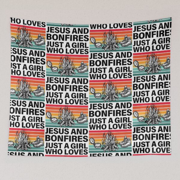 Item preview, Just A Girl Who Loves Jesus And Bonfires Crackling Fire designed and sold by GravitiTees.