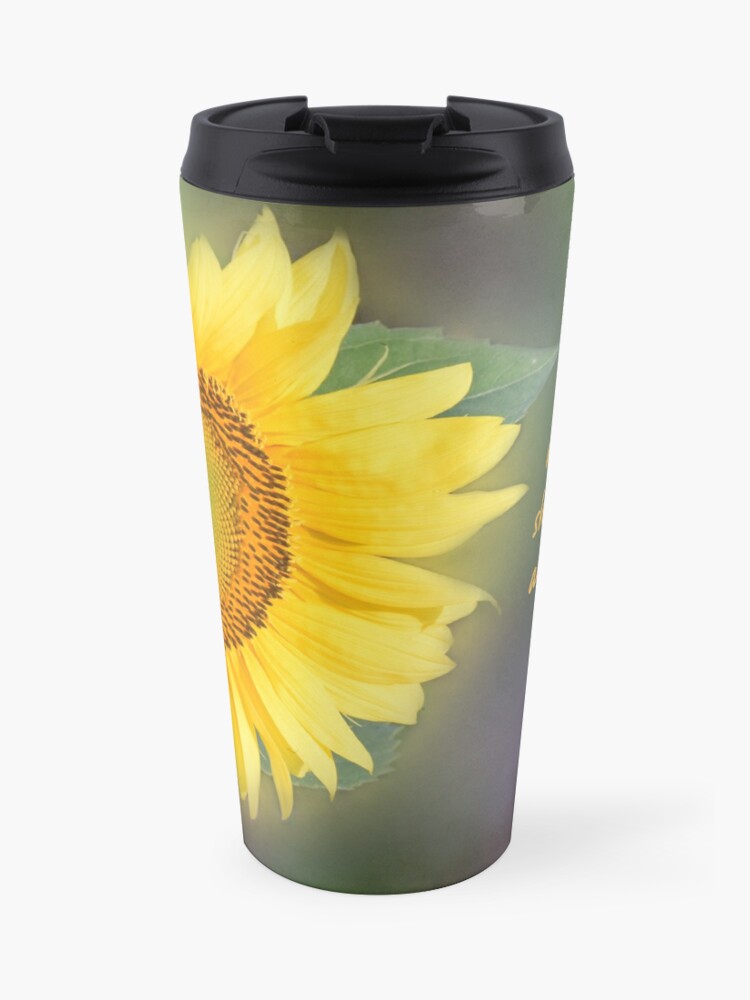 Taza de café de viaje «Girasol con Versículo de la Biblia» de Deb504 |  Redbubble