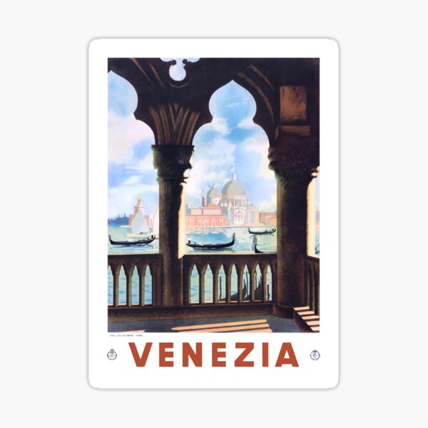Item preview, 1938 ITALY Venice Venezia Travel Poster designed and sold by retrographics.