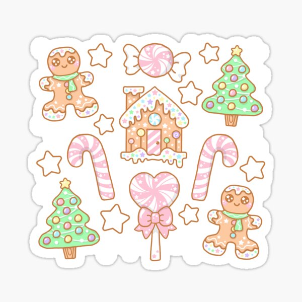 Pastel Kawaii Christmas - Pink Sticker