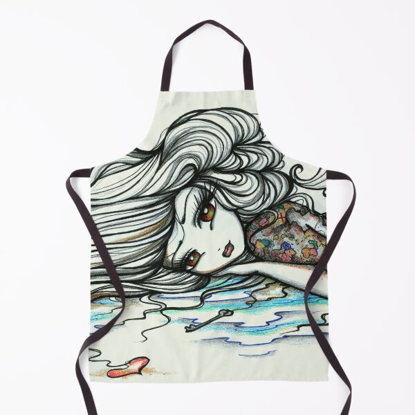 Item preview, Mermaid with tattoos Black and White with a Pop of Color designed and sold by hannahlynnart.