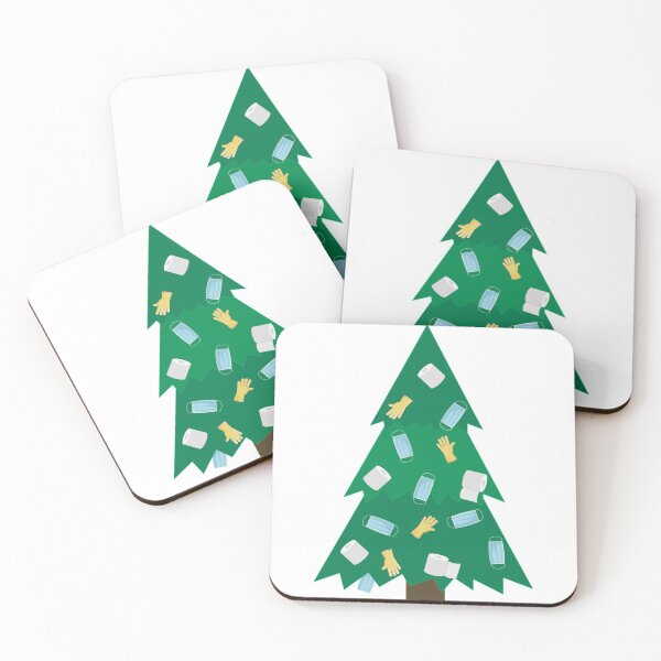 Item preview, Christmas Pine Tree with medical masks, toilet paper rolls and medical gloves as decoration in pandemic designed and sold by berryferro.