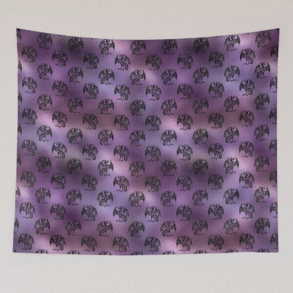 Item preview, Black sparkly dragons on a glassy purple background designed and sold by AnnieHochmann.