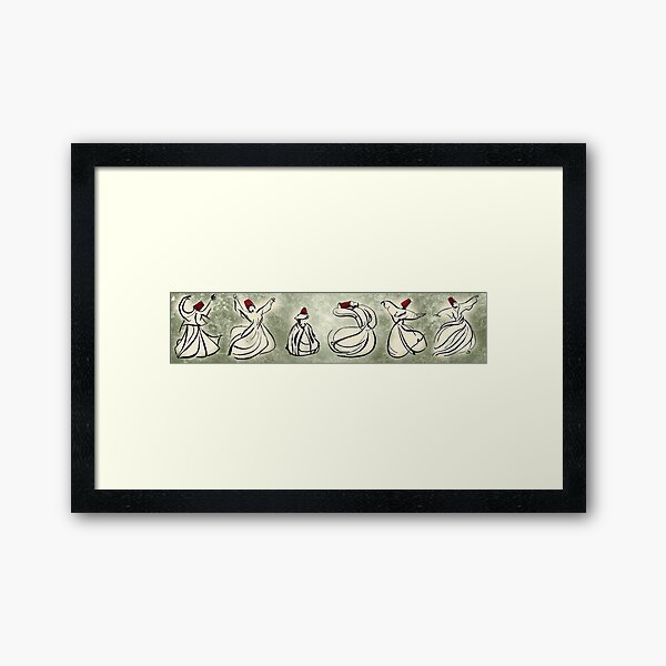 enchanting sufis - Mevlevi Sufi Whirling Dervishes Dancing Framed Art Print