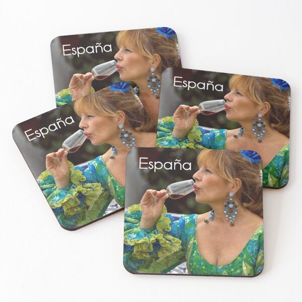 Item preview, España - Spanish woman in flamenco dress drinking a glass of sherry designed and sold by Jack Cox.