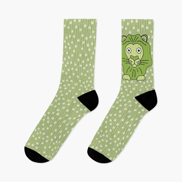 Item preview, Cute cartoon lion in a field of dandelions - Green and black designed and sold by Twist Design.