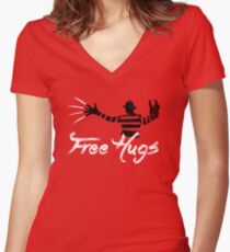 Free Hugs Freddy Women's Fitted V-Neck T-Shirt
