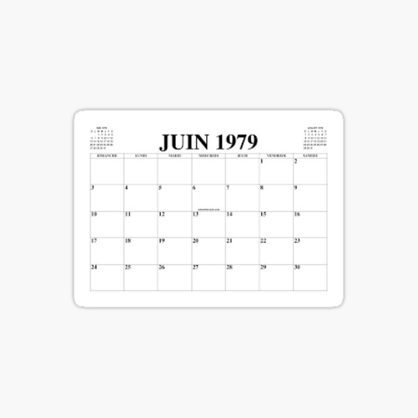 "June 1979 calendar" Sticker for Sale by Melvinpic Redbubble