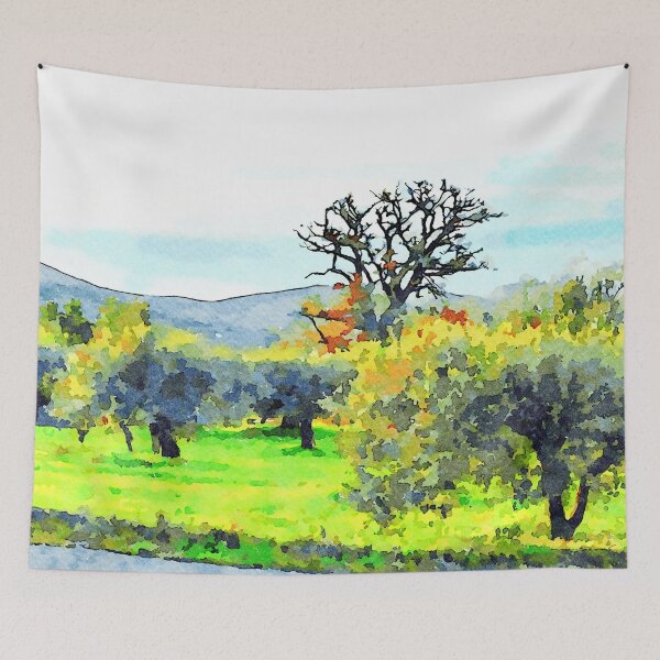 Item preview, Laureana Cilento: landscape with autumn tree and olive grove designed and sold by Giuseppe Cocco.
