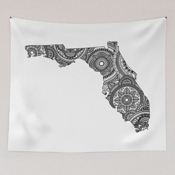 Item preview, Florida state outline black & white mandala pattern designed and sold by Giulia  Palazzo.